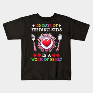 100 Days Of School Feeding Lunch  100th Day Of School Kids T-Shirt